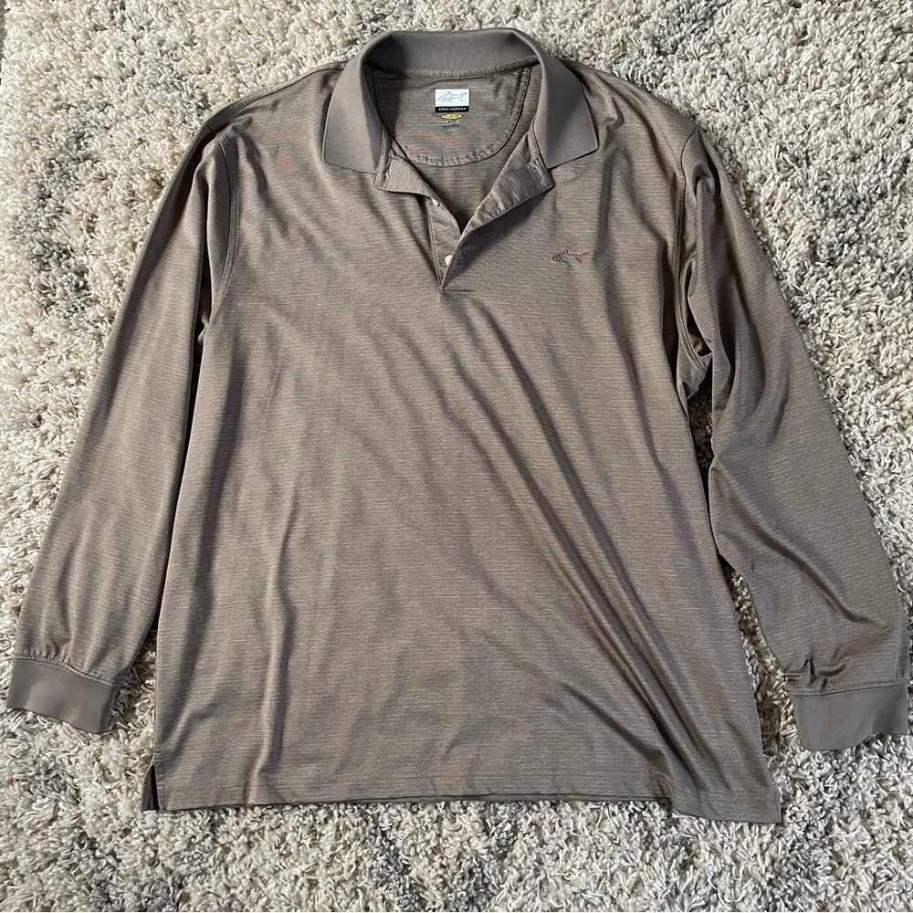 Greg Norman Collection Brown Long‎ Sleeve Polo